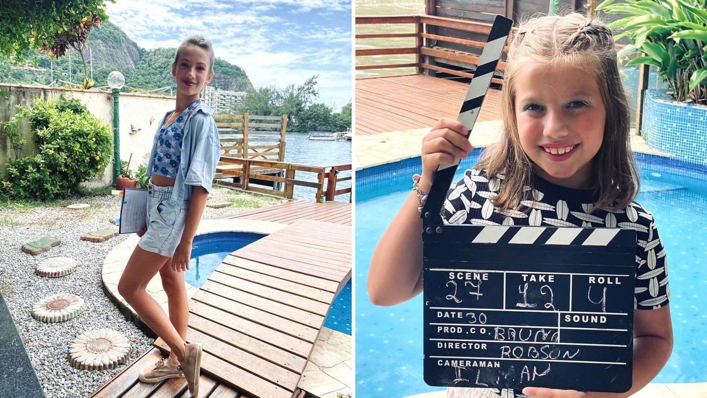 Maria Antônia e Maria Gabi estão no RJ para gravações de novo filme