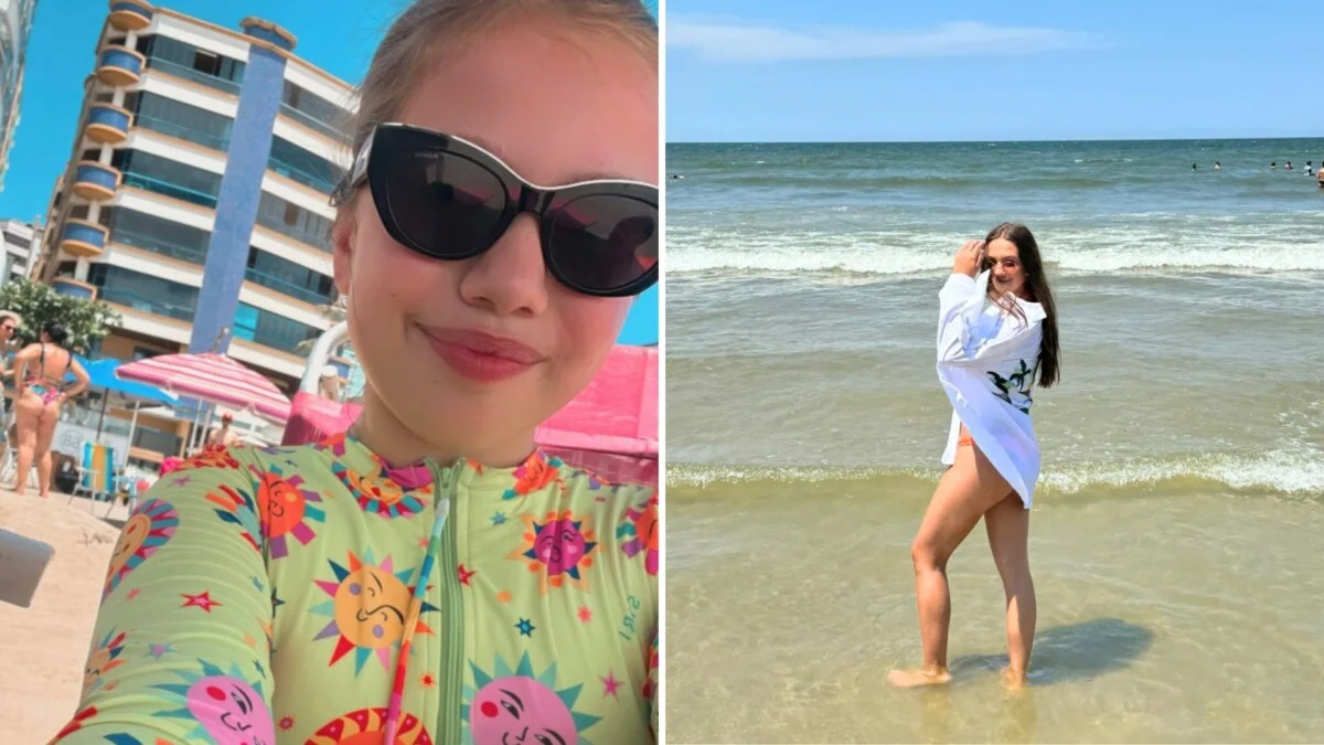 Férias no paraíso: Maria Antônia e Maria Gabi aproveitam o litoral catarinense