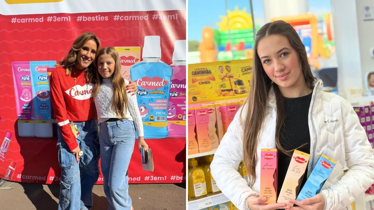 Maria Antônia e Maria Gabi participam de evento das Farmácias São João com a CIMED